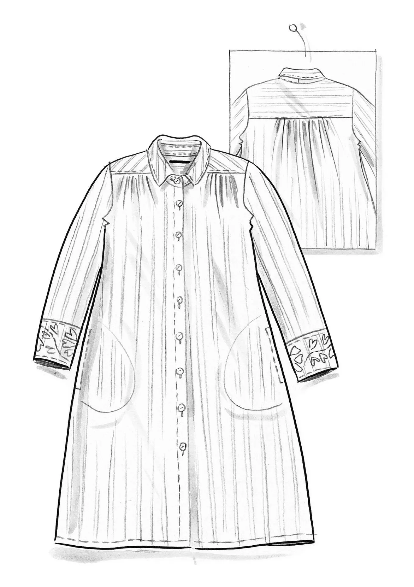 Gudrun Sjödén Pullover & Shirts|Kleider>Hemdblusenkleid „Värmland“ aus Bio-Baumwollgewebe Schwarz