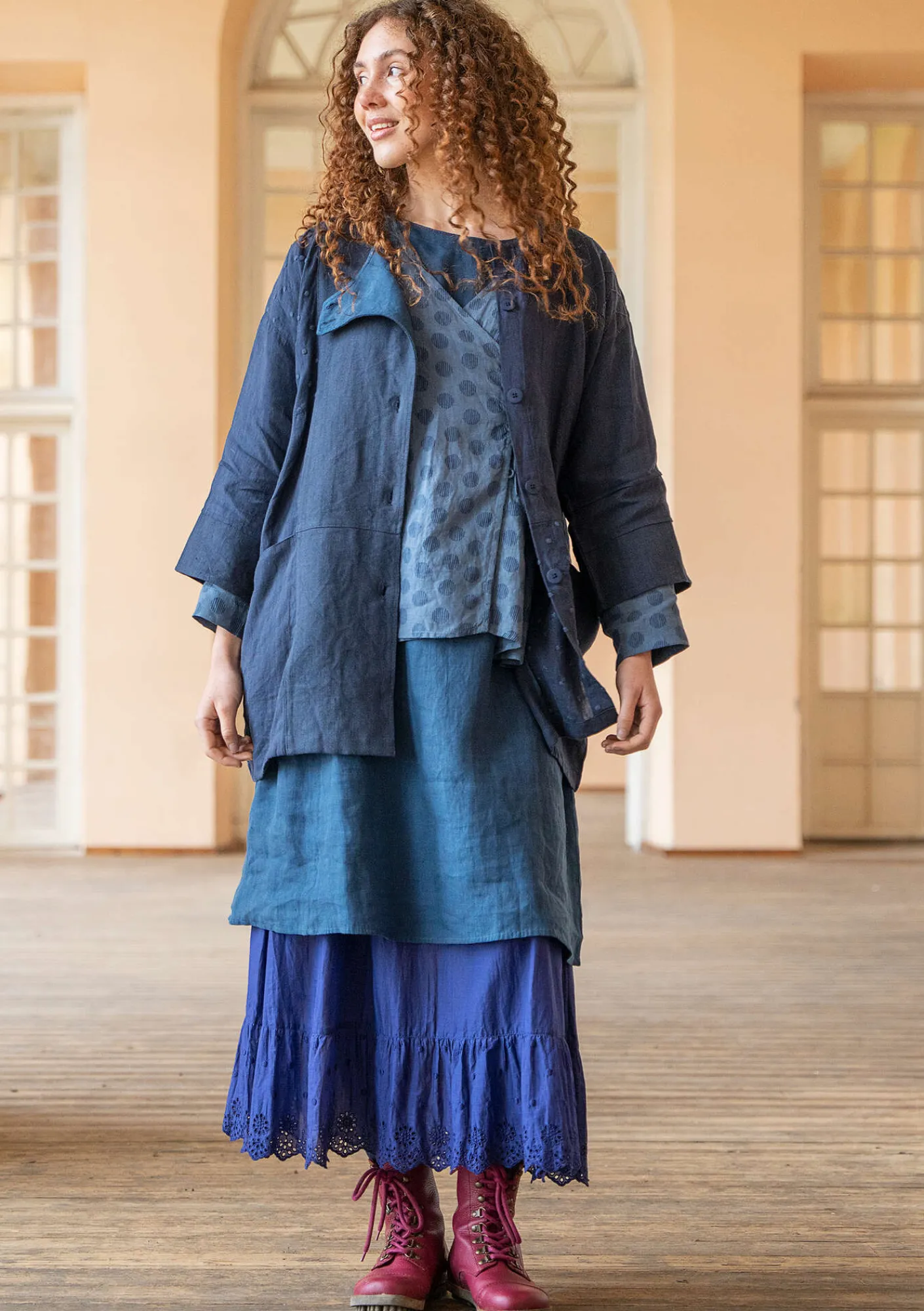 Gudrun Sjödén Jacken & Mäntel>Jacke „Andante“ aus Leinen Tinte