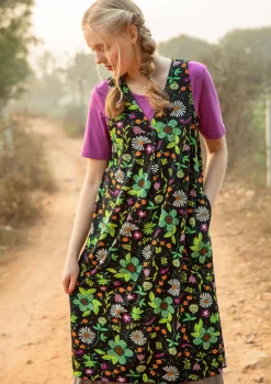 Gudrun Sjödén Kleider>Jerseykleid „Midsommarsol“ aus Bio-Baumwolle Schwarz