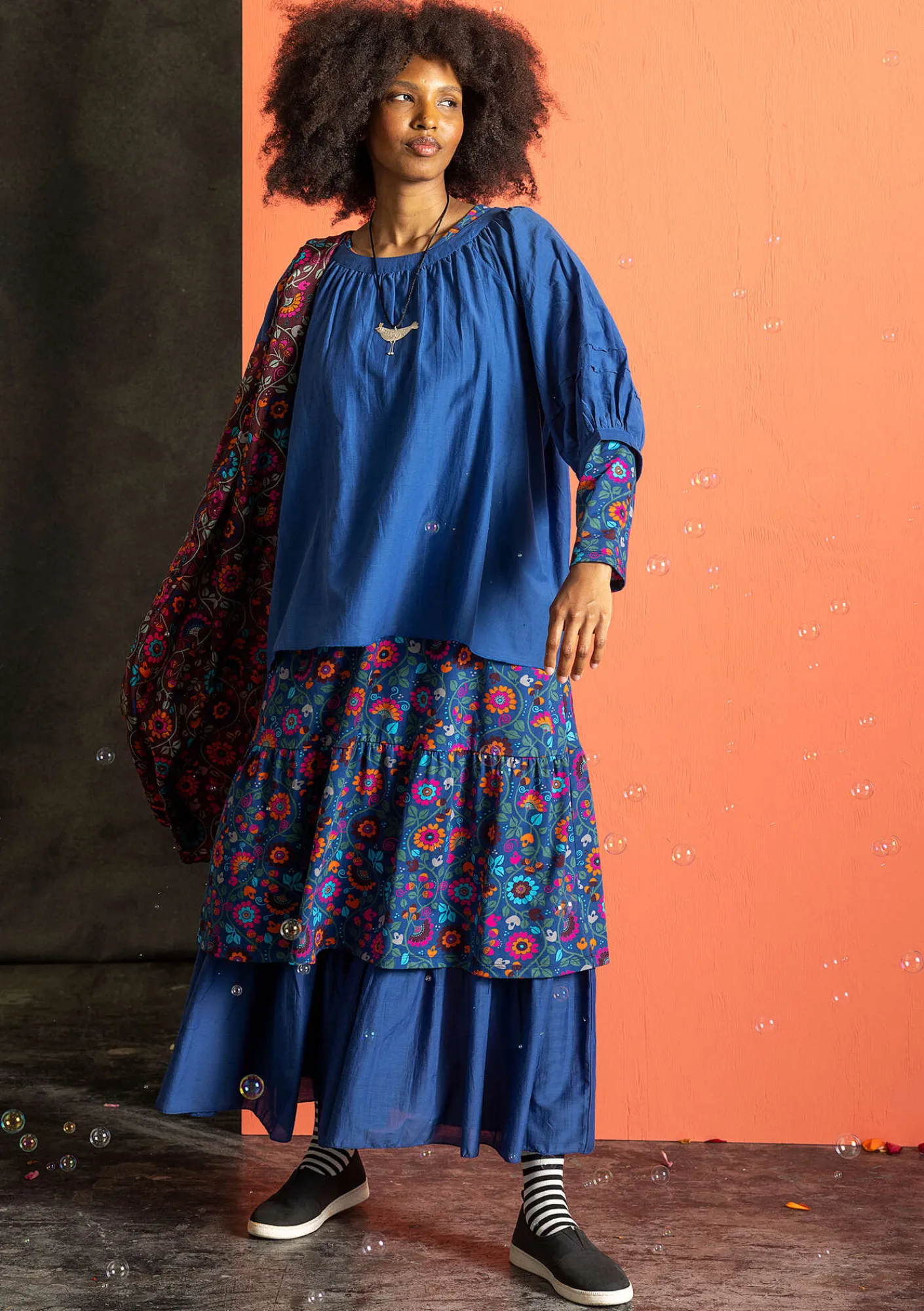 Gudrun Sjödén Kleider>Jerseykleid „Rupangi“ aus Bio-Baumwolle Indigoblau