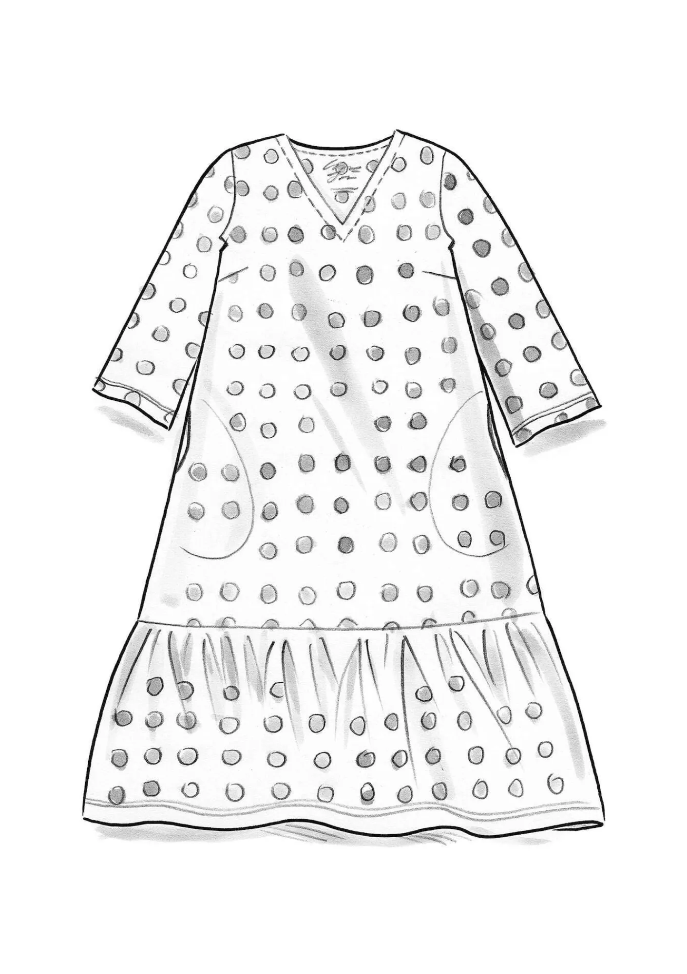 Gudrun Sjödén Kleider>Jerseykleid „Tyra“ aus Bio-Baumwolle/Modal Dunkelindigo-gemustert