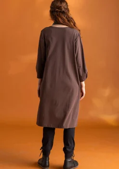 Gudrun Sjödén Kleider>Jerseykleid „Ylva“ aus Bio-Baumwolle/Elasthan Röstkaffee