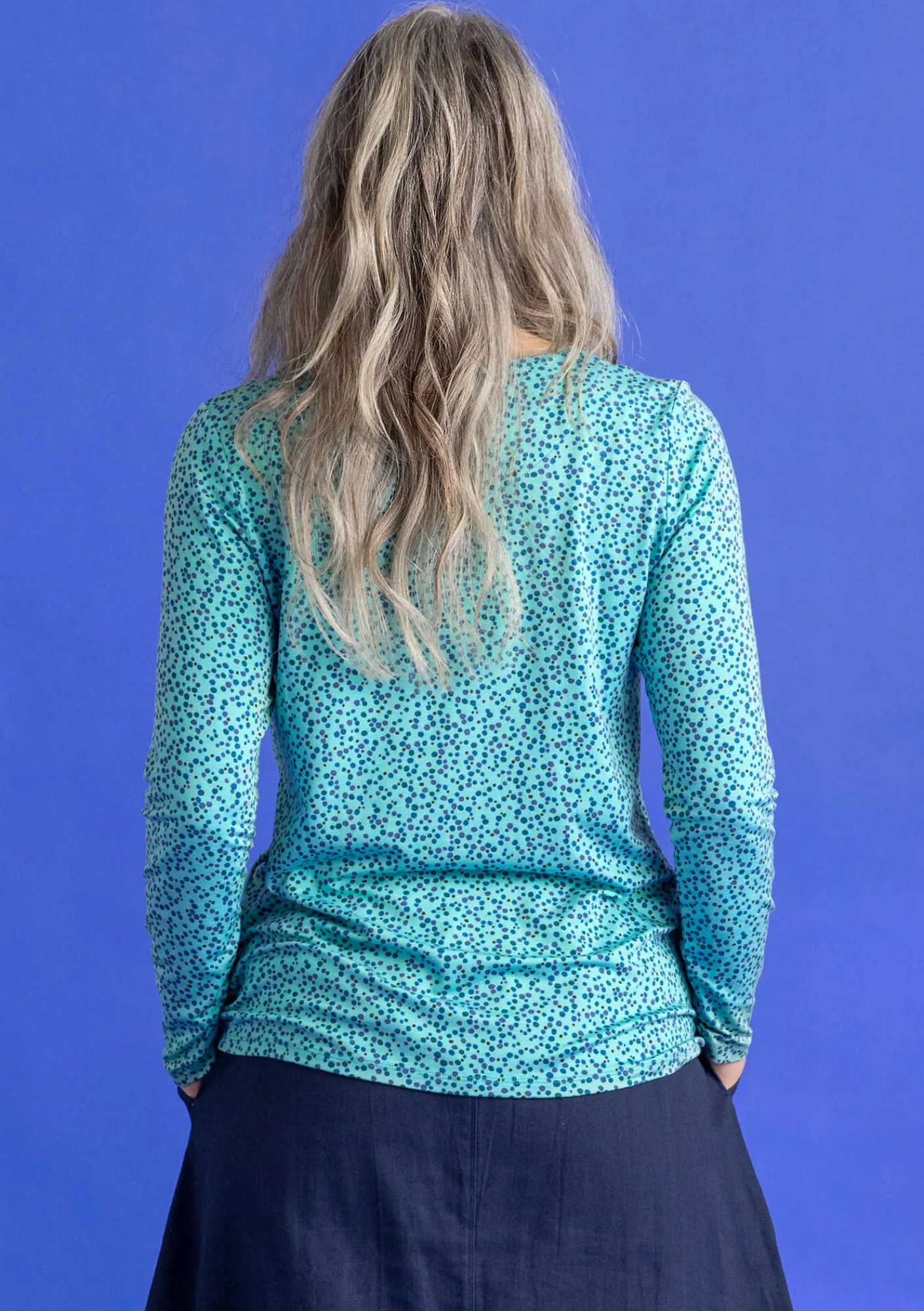 Gudrun Sjödén Pullover & Shirts>Jerseyshirt „Helga“ aus Lyocell/Elasthan Jade-gemustert