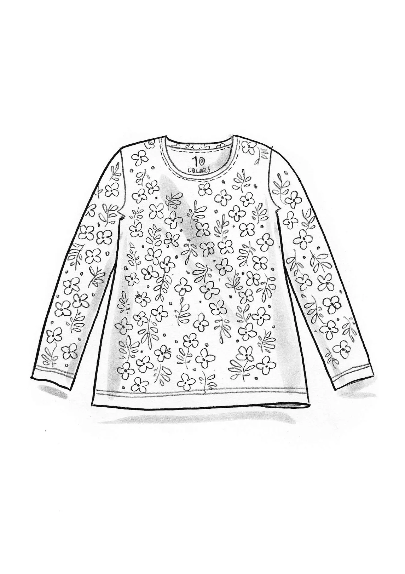 Gudrun Sjödén Pullover & Shirts>Jerseyshirt „Ylva“ aus Bio-Baumwolle/Elasthan Schwarz-gemustert