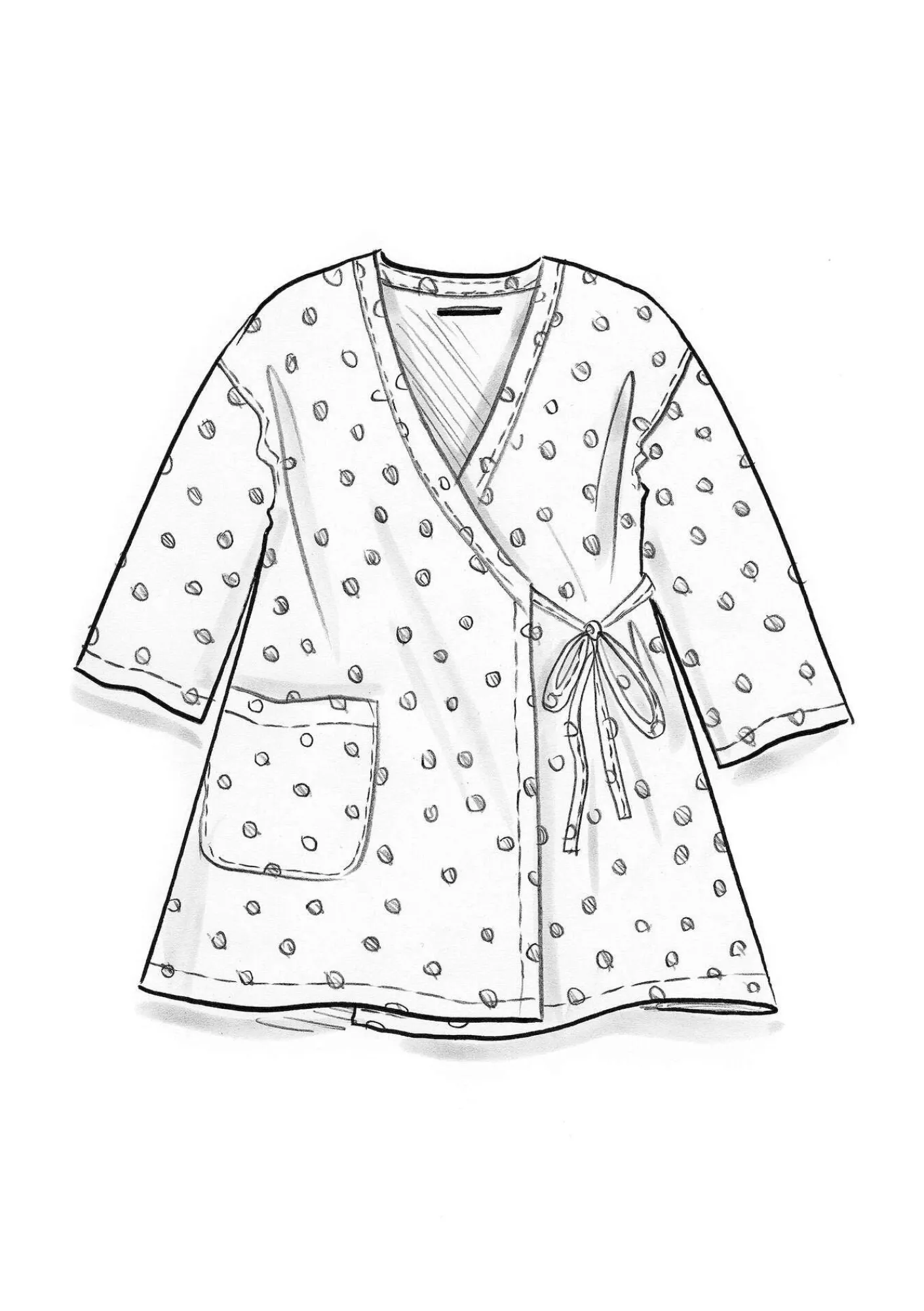 Gudrun Sjödén Blusen>Kimono aus Bio-Baumwolldobby Opalgrün