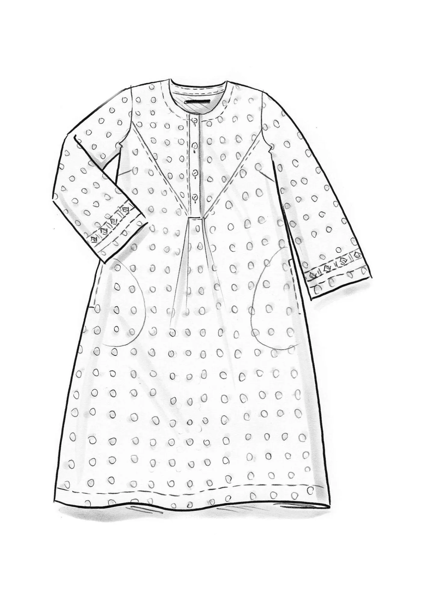 Gudrun Sjödén Kleider>Kleid „Asta“ aus Leinengewebe Nebelblau-gemustert