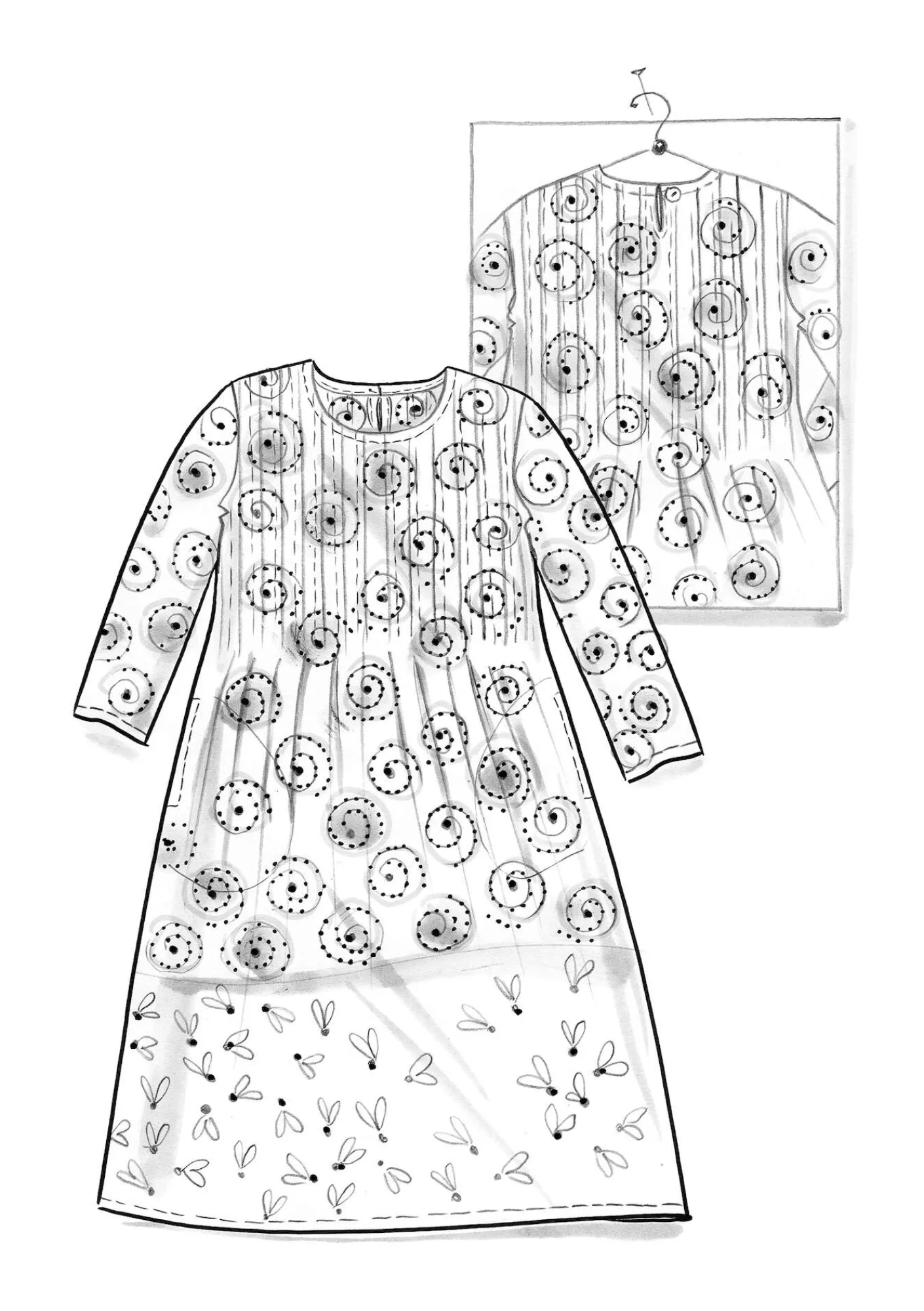 Gudrun Sjödén Kleider>Kleid „Clay“ aus Bio-Baumwollgewebe Indigogrün