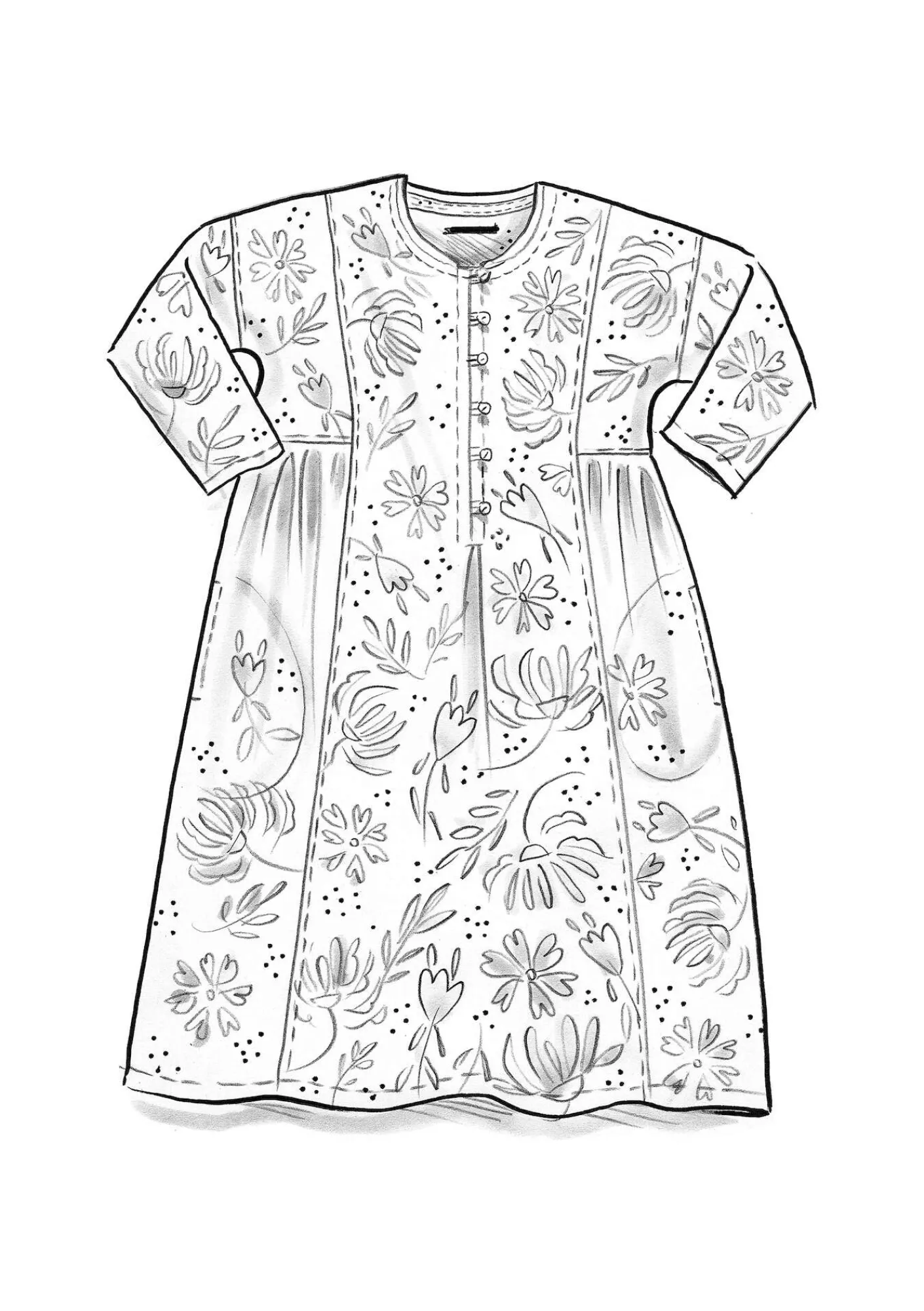 Gudrun Sjödén Kleider>Kleid „Hedda“ aus Bio-Baumwollgewebe Rost-gemustert