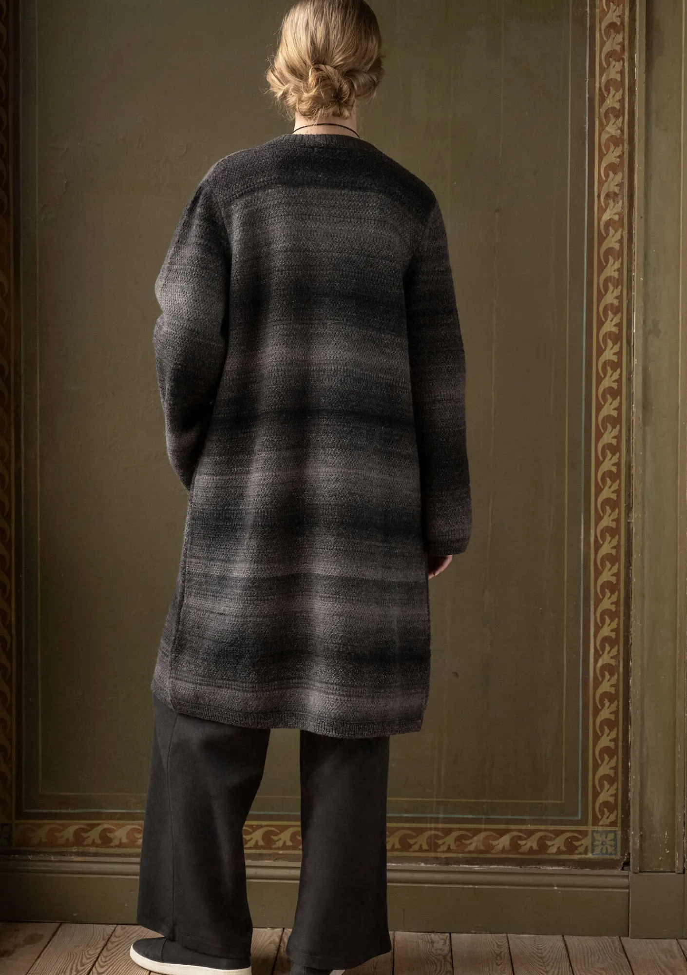 Gudrun Sjödén Strickjacken>Langstrickjacke „Eckerö“ aus Space-Dye-Wolle Schwarz