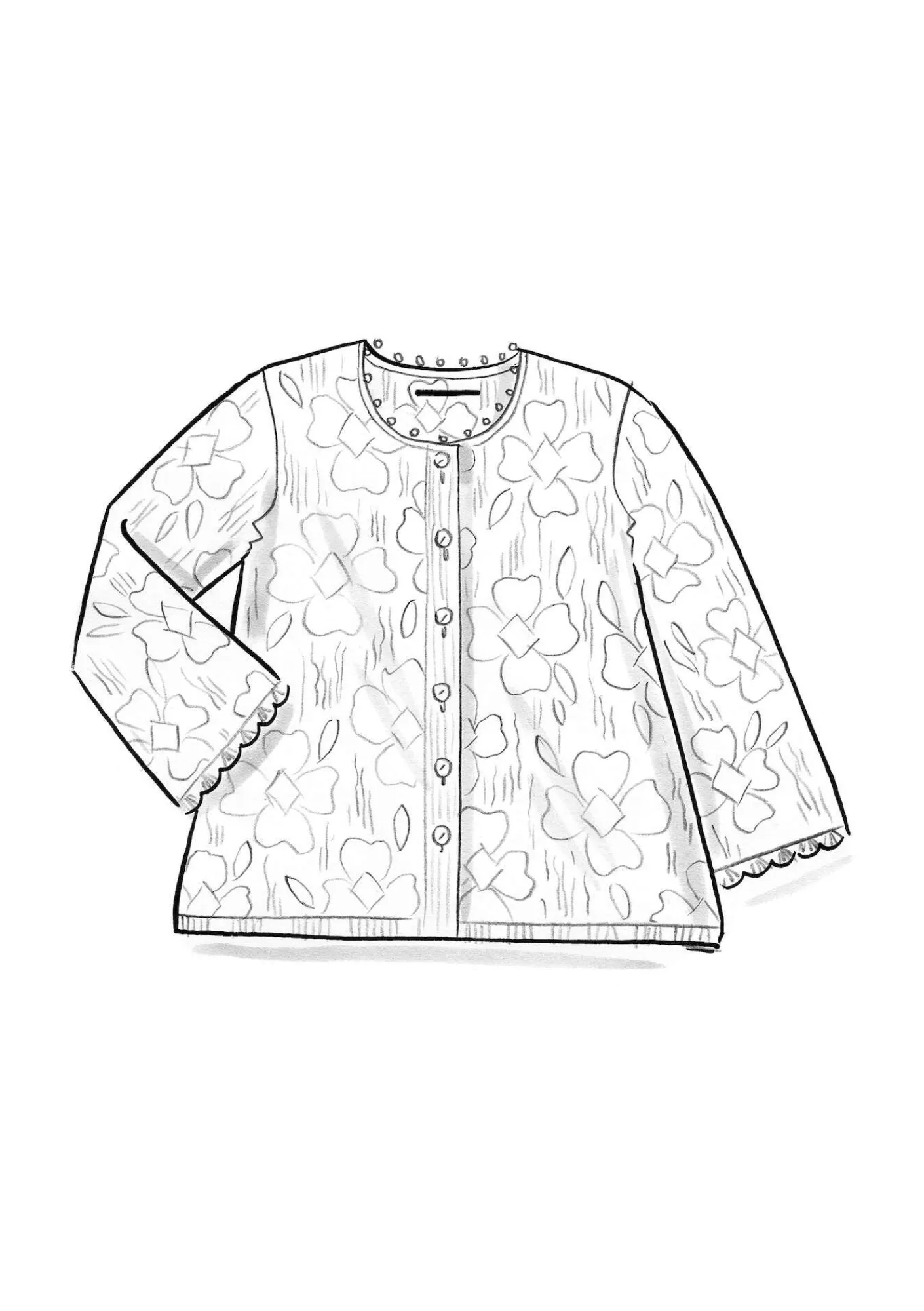 Gudrun Sjödén Strickjacken>Pointelle-Strickjacke „Blomstra“ aus Bio-Wolle Moosbeere