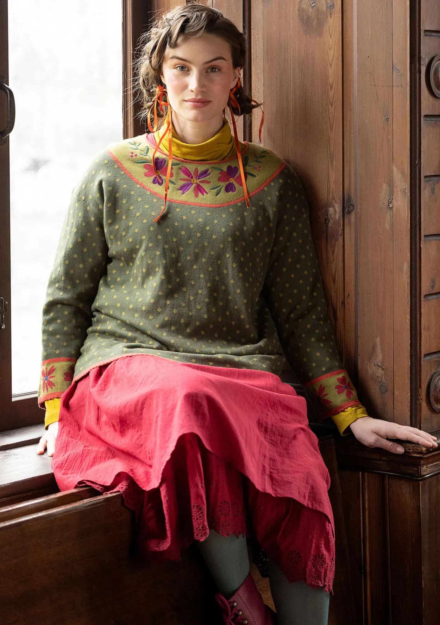 Gudrun Sjödén Pullover & Shirts>Pullover „Maria“ aus Bio-/Recycling-Baumwolle Pinie