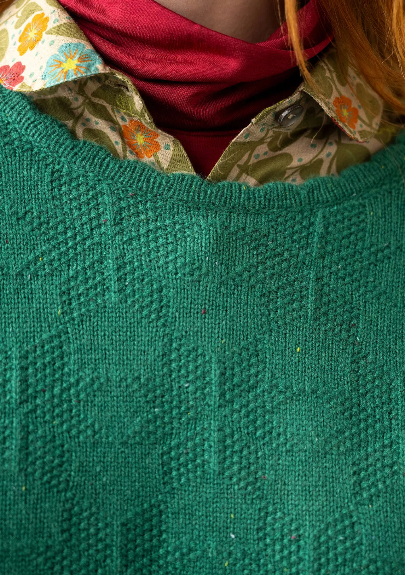 Gudrun Sjödén Pullover & Shirts>Pullover „Vega“ aus Lammwolle Hellflaschengrün-genoppt