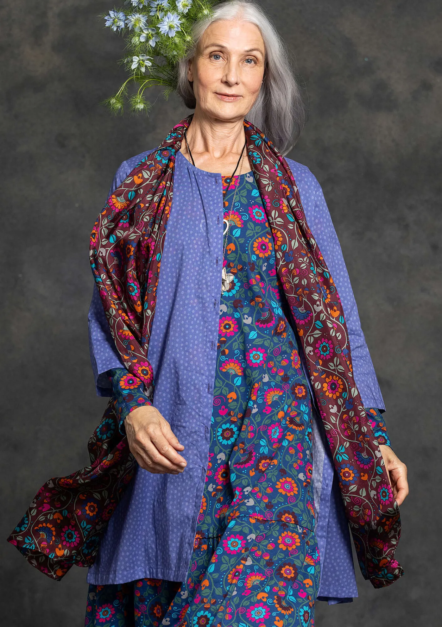 Gudrun Sjödén Accessoires|Schals Und Tücher>Seidenschal „Rupangi“ Aubergine