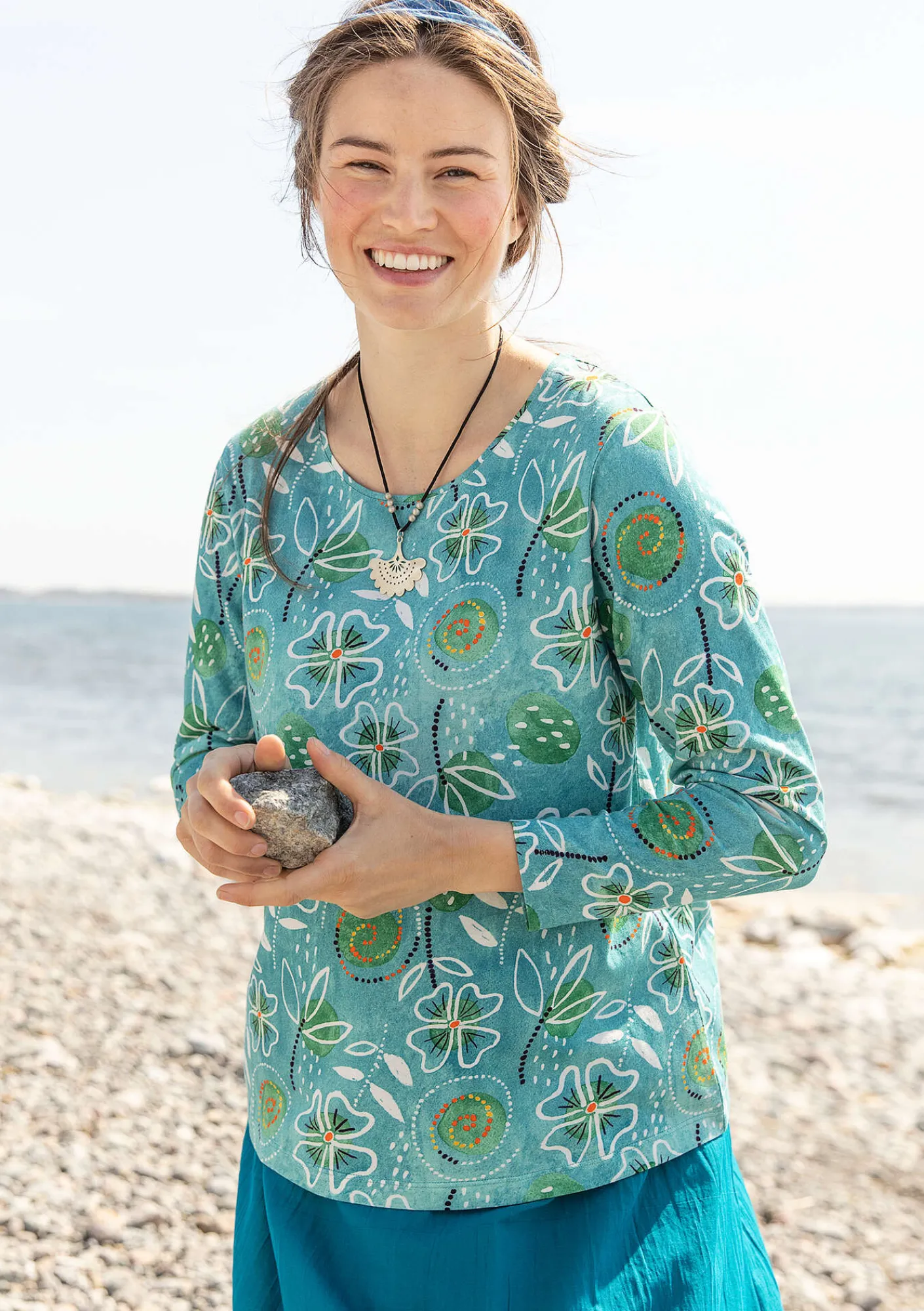 Gudrun Sjödén Pullover & Shirts>Shirt „Bhumika“ aus Bio-Baumwolle/Modal Blauhäher