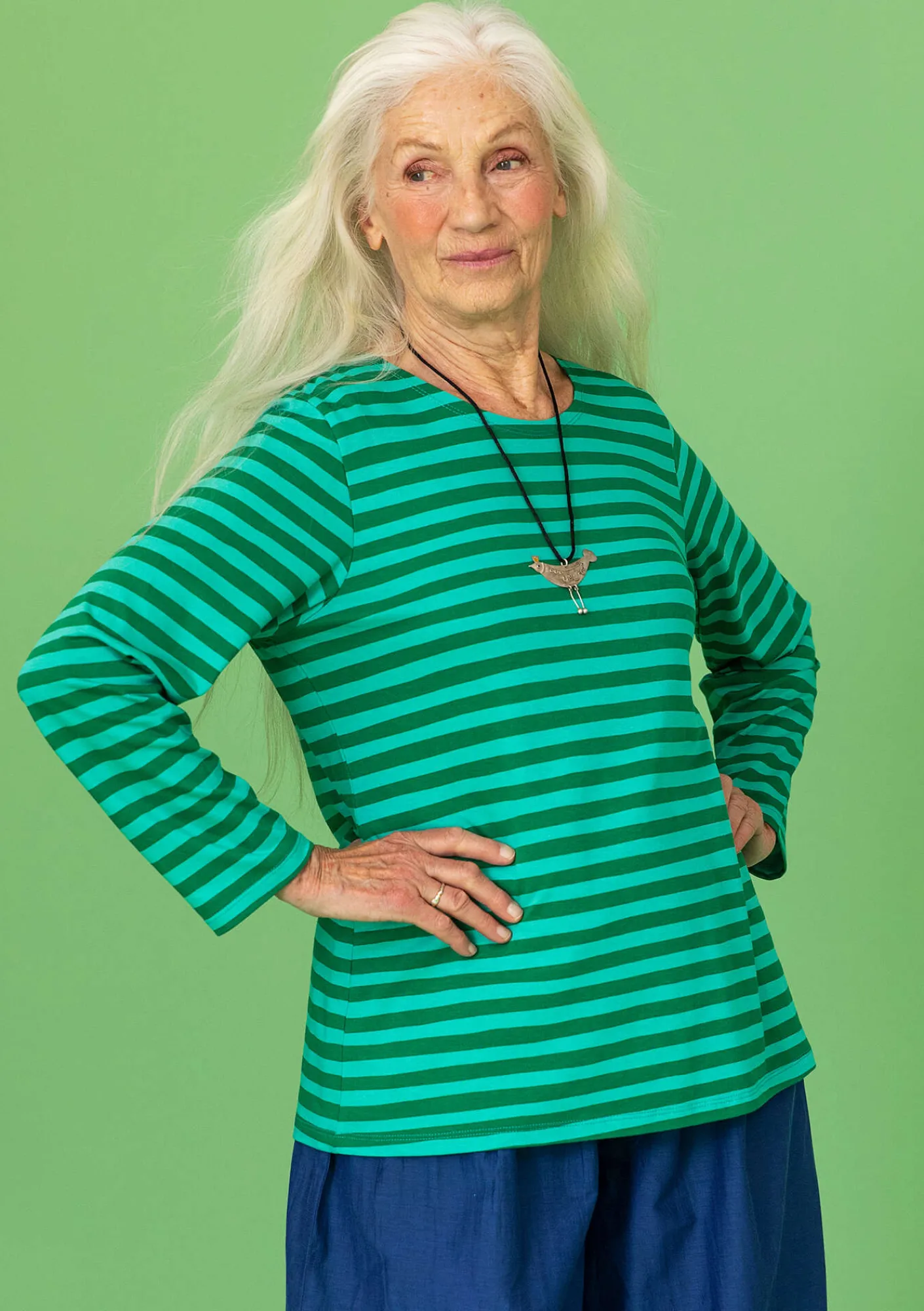 Gudrun Sjödén Pullover & Shirts>Shirt „Mika“ aus Bio-Baumwolle/Modal Basilikum-hellorientgrün