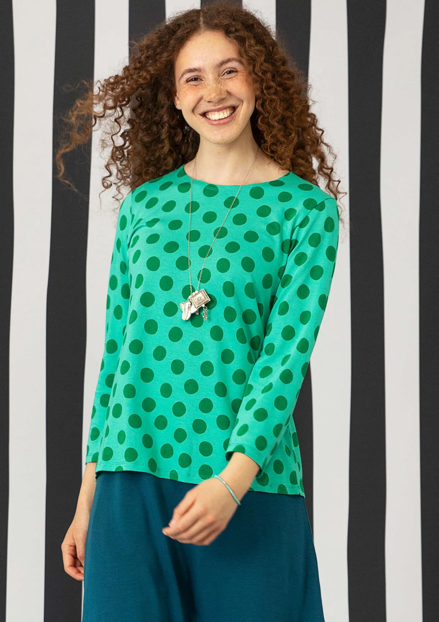 Gudrun Sjödén Pullover & Shirts>Shirt „Mika“ aus Bio-Baumwolle/Modal Hellorientgrün-basilikum