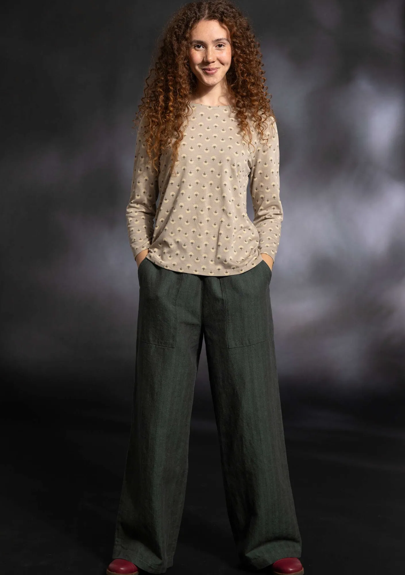 Gudrun Sjödén Pullover & Shirts>Shirt „Sigrid“ aus Bio-Baumwolle/Lyocell Warmgrau