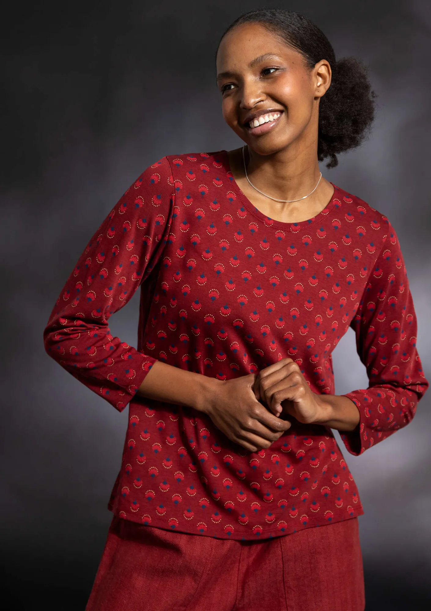 Gudrun Sjödén Pullover & Shirts>Shirt „Sigrid“ aus Bio-Baumwolle/Lyocell Achatrot