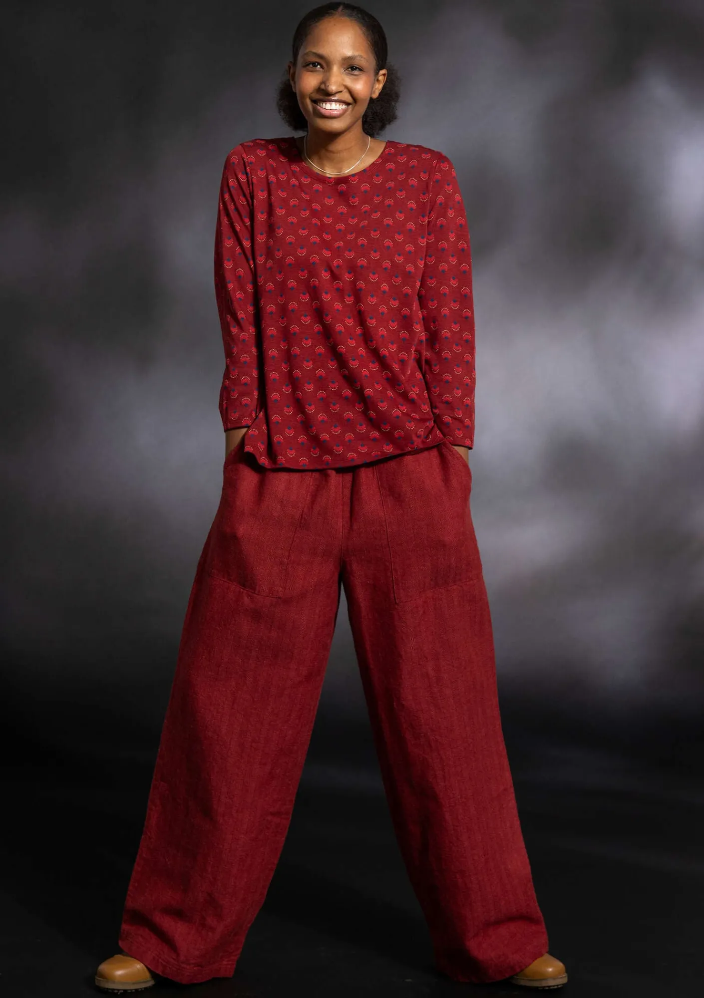 Gudrun Sjödén Pullover & Shirts>Shirt „Sigrid“ aus Bio-Baumwolle/Lyocell Achatrot