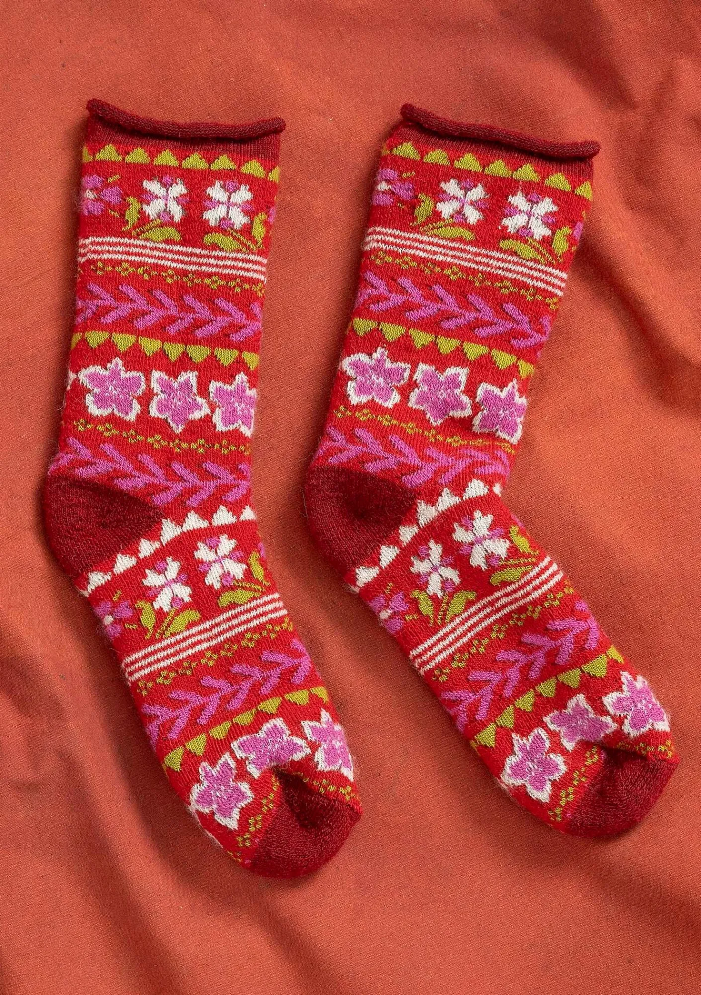 Gudrun Sjödén Accessoires>Socken „Twinkle“ aus Wollfrottee Tomate