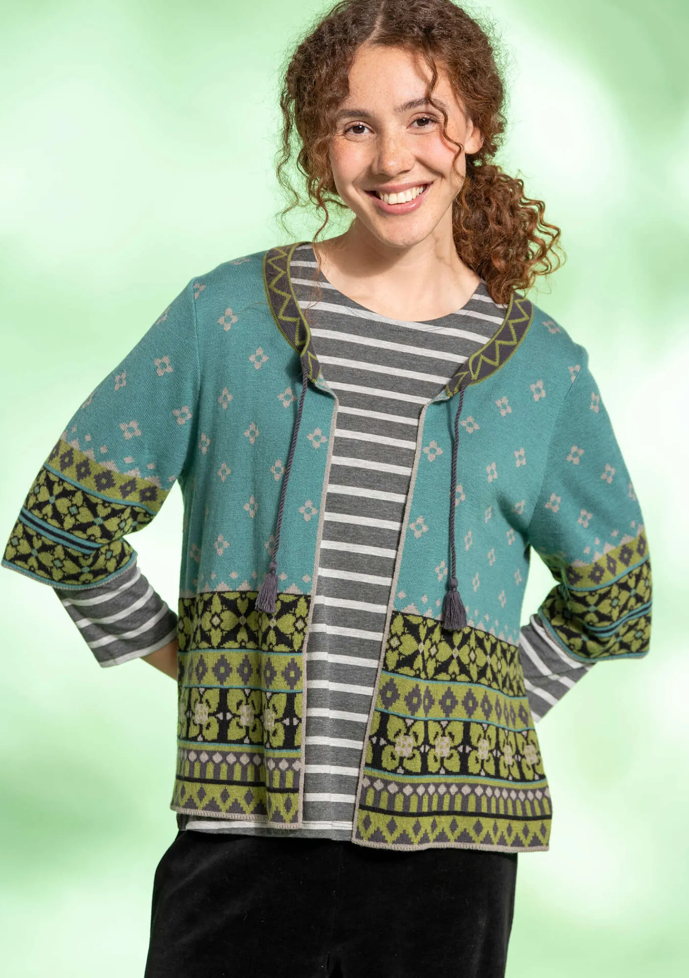 Gudrun Sjödén Pullover & Shirts>Streifenshirt aus Bio-Baumwolle/Modal Dunkelaschgrau-melange