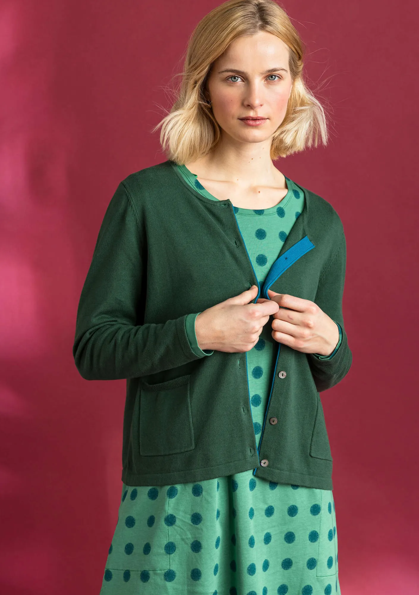 Gudrun Sjödén Strickjacken>Strickjacke aus Bio-/Recycling-Baumwolle Dunkelgrün