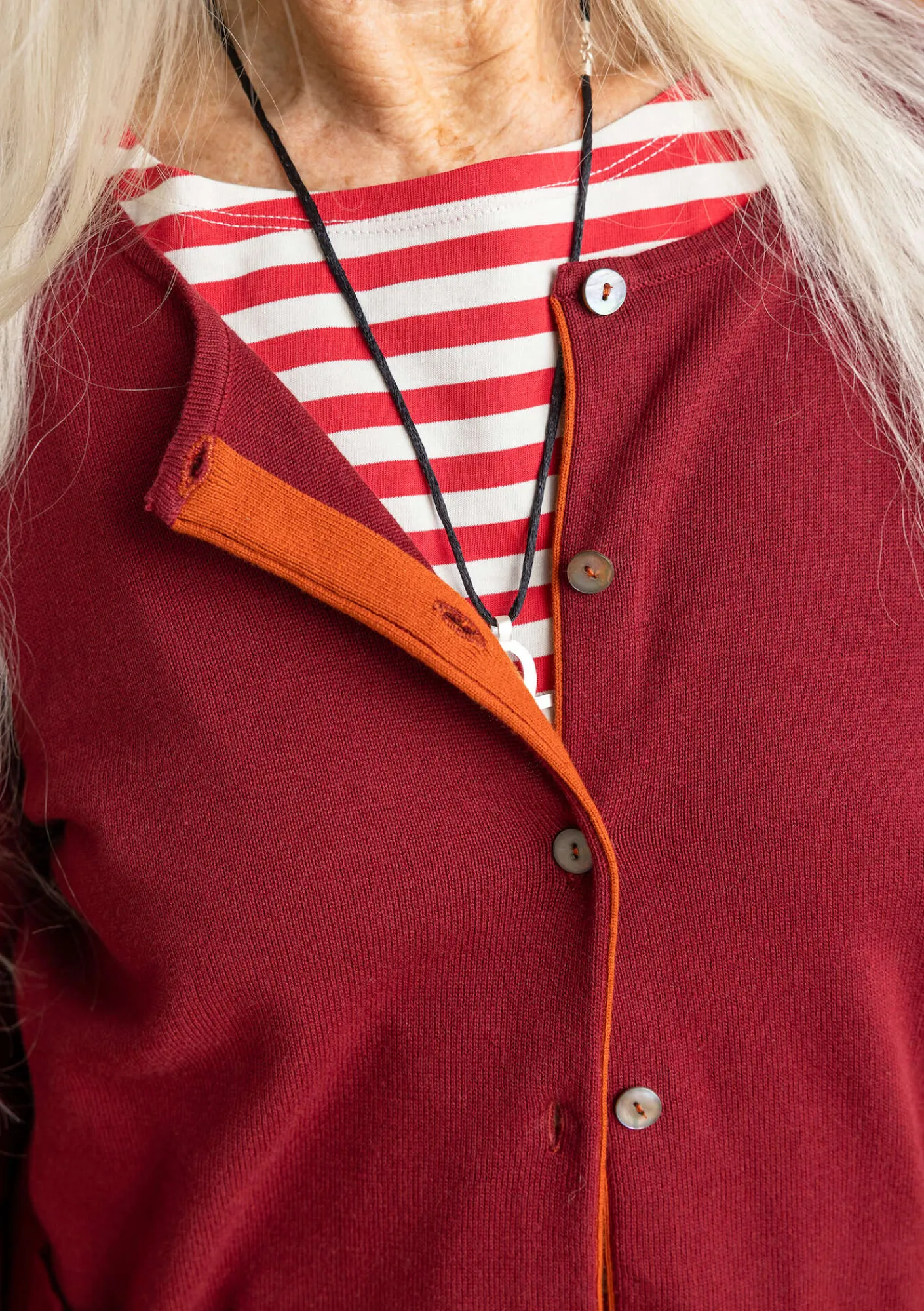 Gudrun Sjödén Strickjacken>Strickjacke aus Bio-/Recycling-Baumwolle Granatapfel
