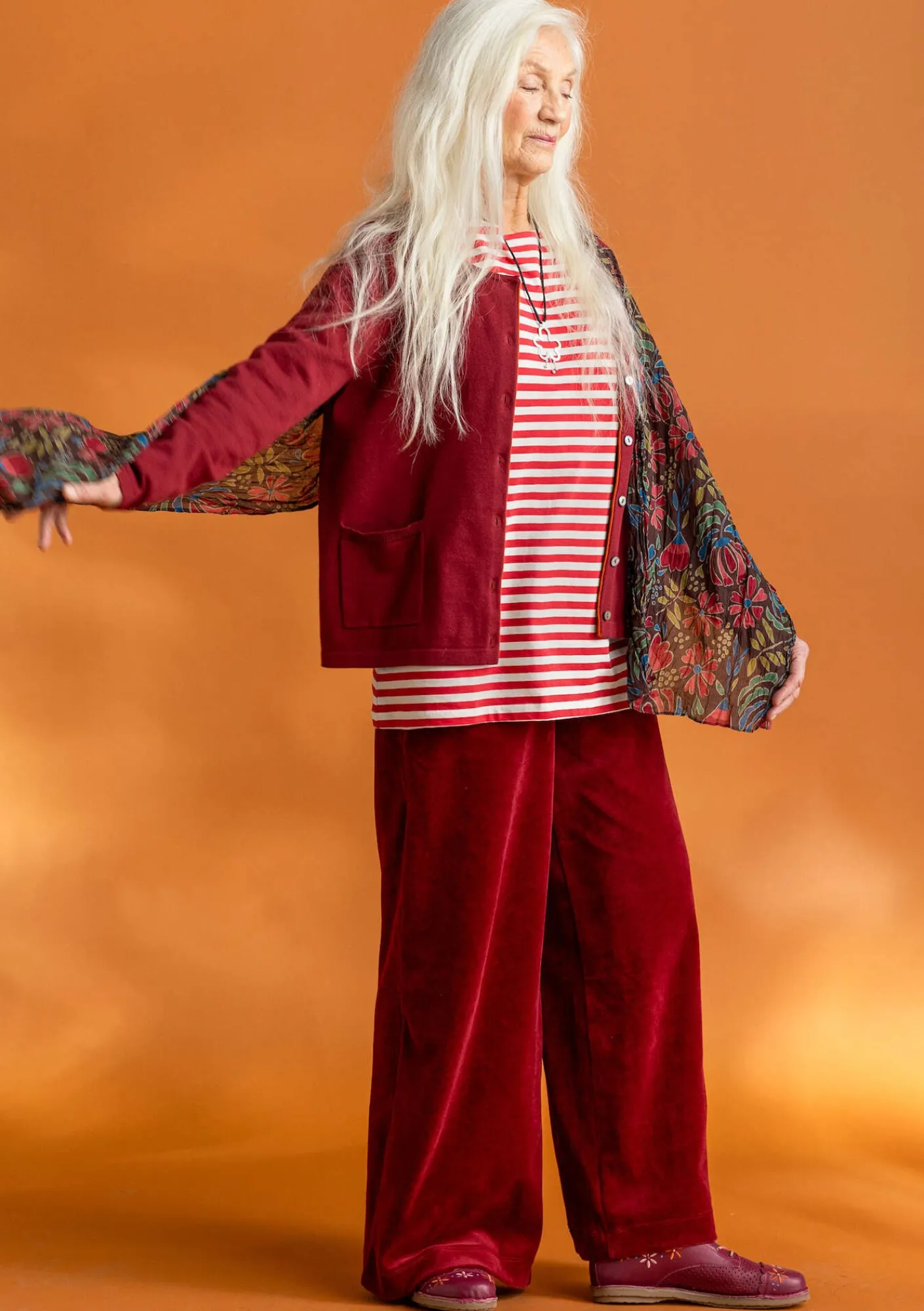 Gudrun Sjödén Strickjacken>Strickjacke aus Bio-/Recycling-Baumwolle Granatapfel
