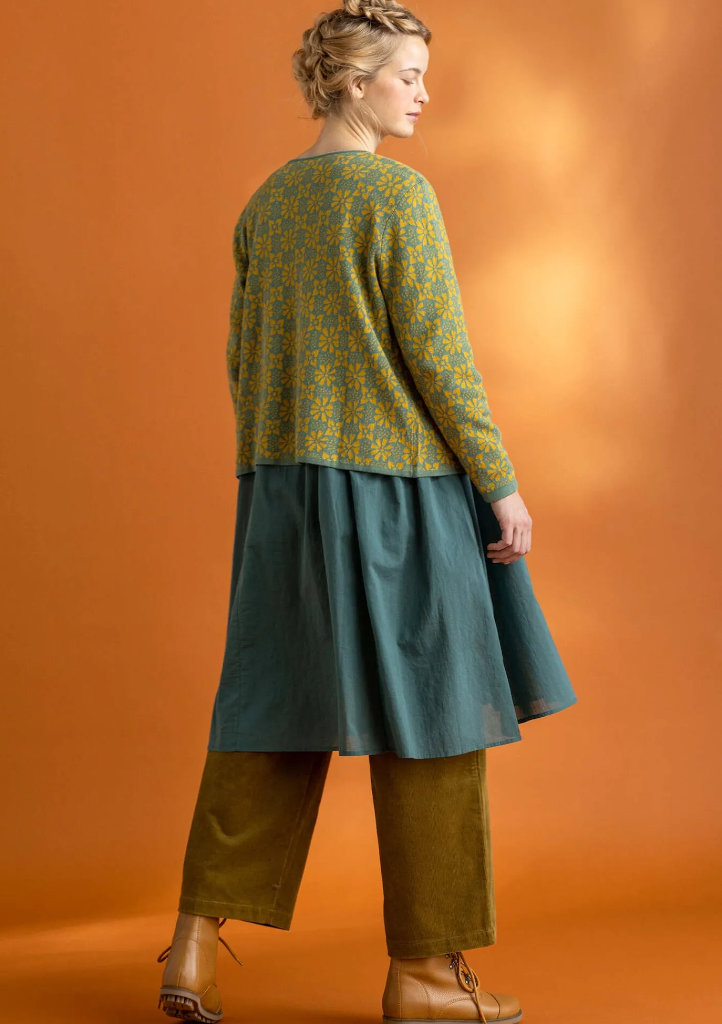 Gudrun Sjödén Strickjacken>Strickjacke „Freja“ aus Bio-/Recycling-Baumwolle Meeresgrün