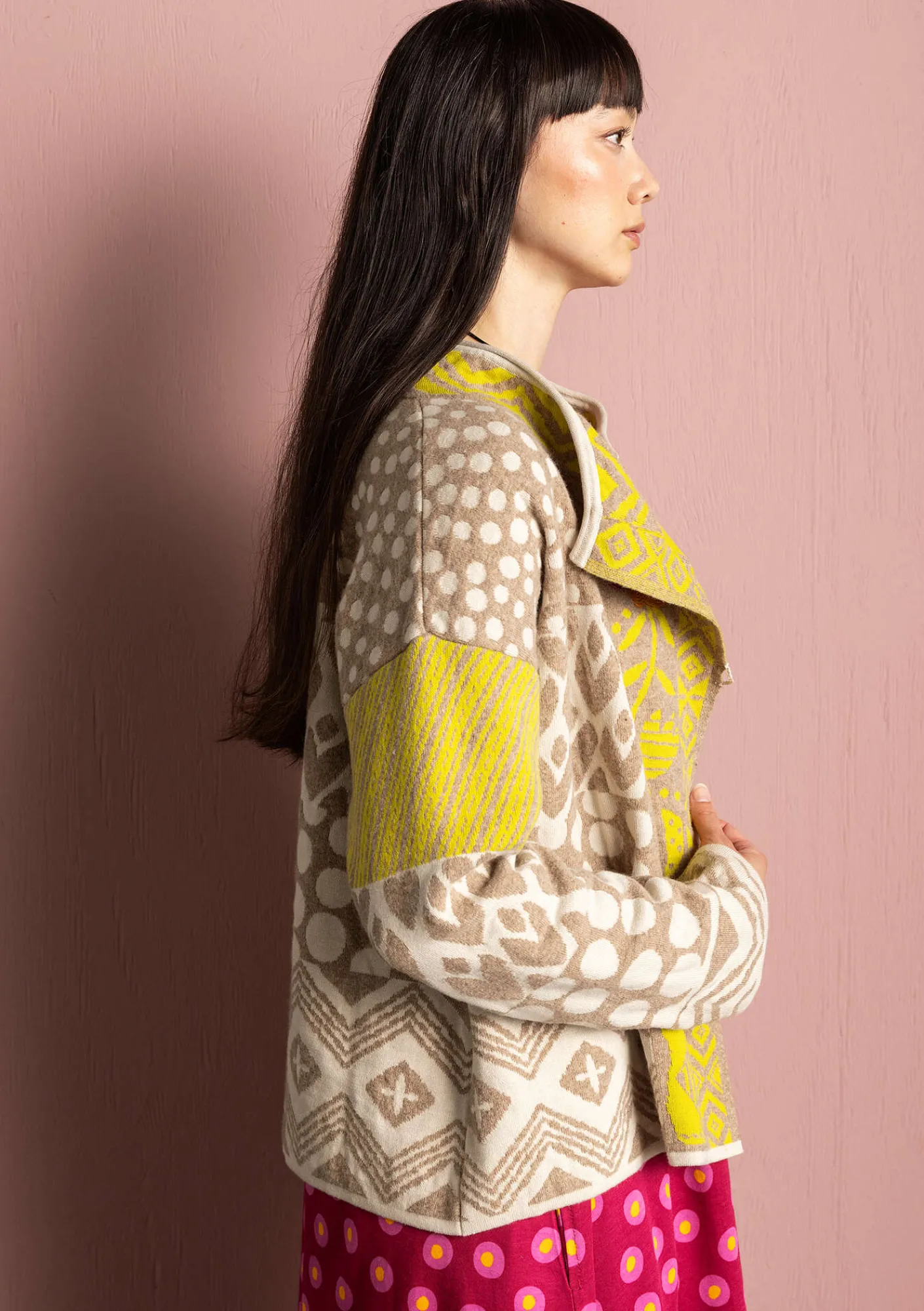 Gudrun Sjödén Strickjacken>Strickjacke „Viktoria“ aus Baumwolle/Lammwolle Taupe