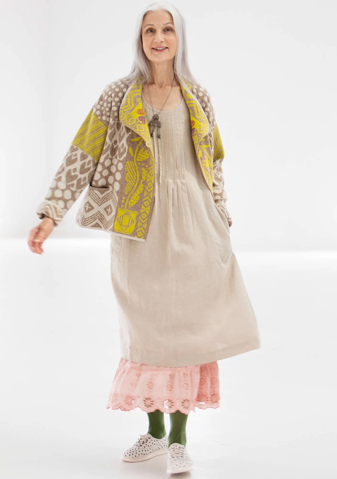 Gudrun Sjödén Strickjacken>Strickjacke „Viktoria“ aus Baumwolle/Lammwolle Taupe
