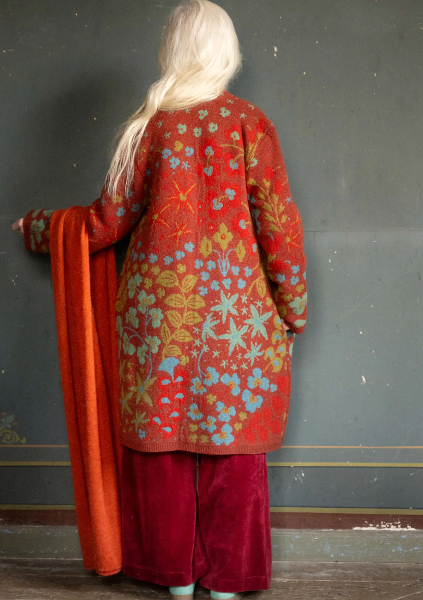 Gudrun Sjödén Jacken & Mäntel|Strickjacken>Strickmantel „Saga“ aus Recycling-Wolle Rost-melange