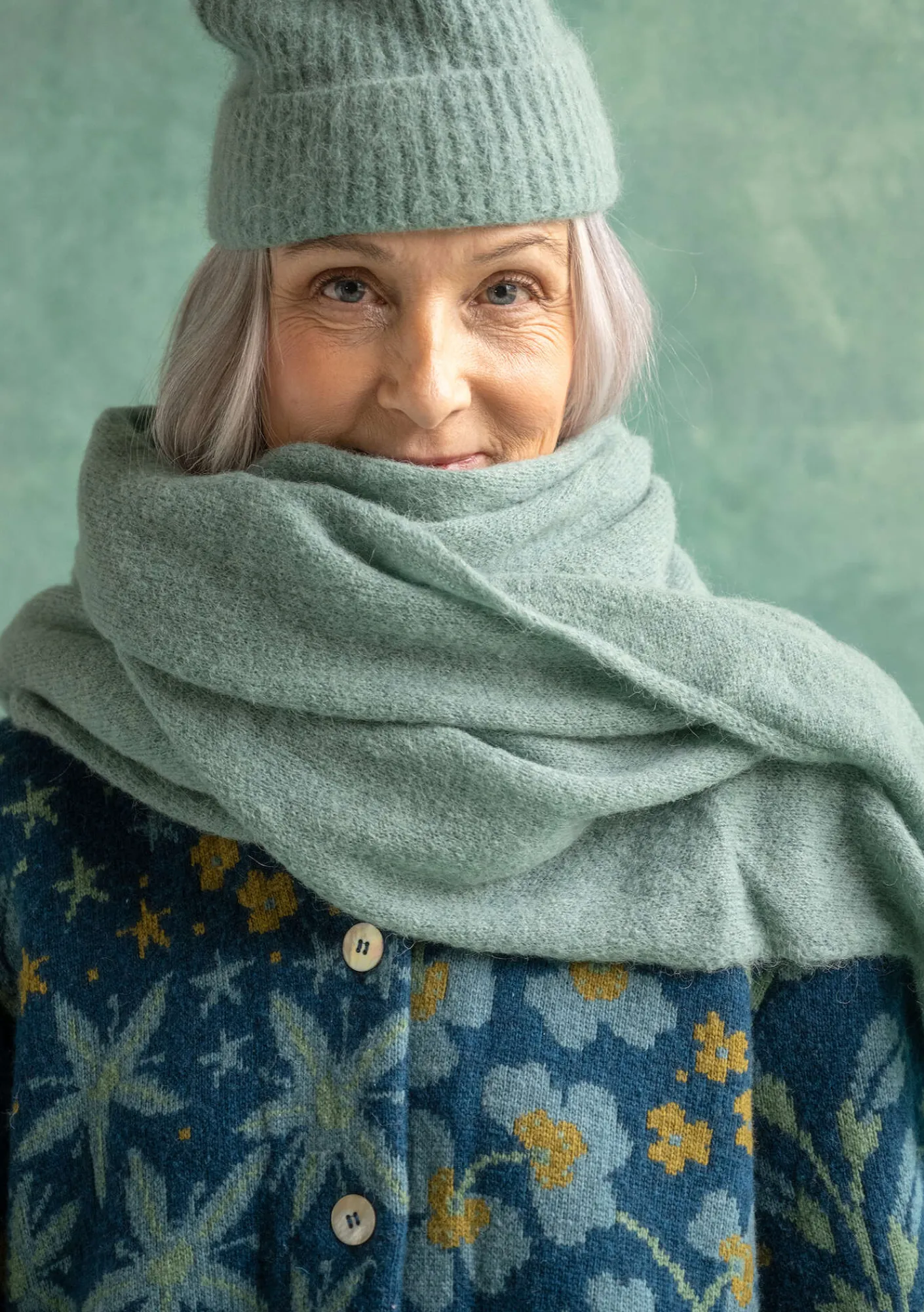 Gudrun Sjödén Accessoires|Schals Und Tücher>Strickschal aus Alpakagemisch Wermutkraut