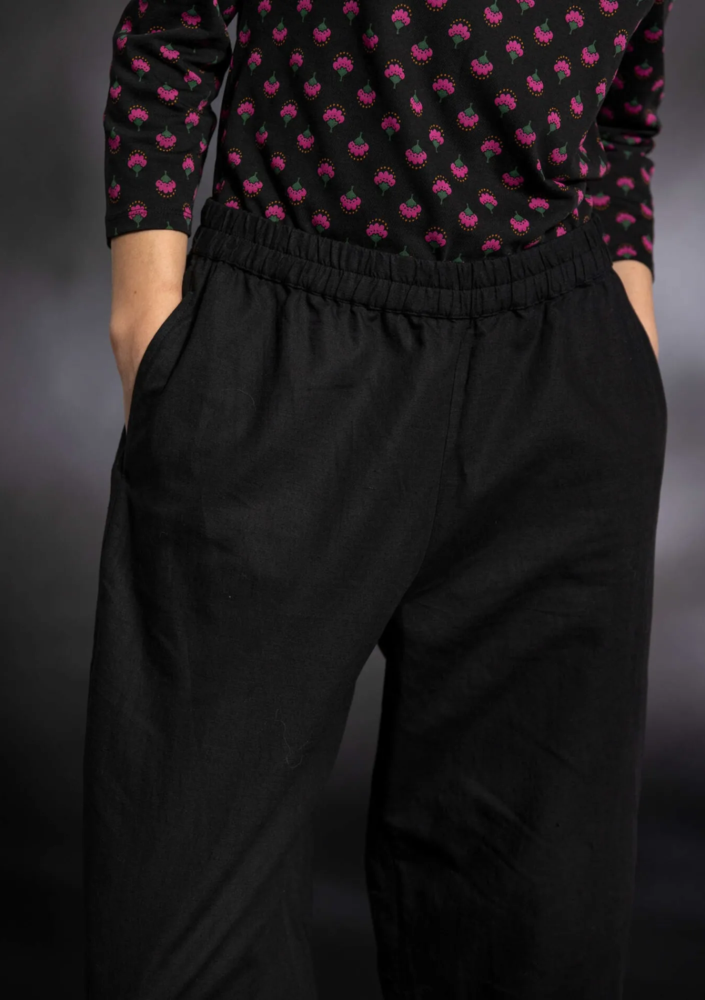 Gudrun Sjödén Hosen>Webhose aus Bio-Baumwolle/Leinen Schwarz